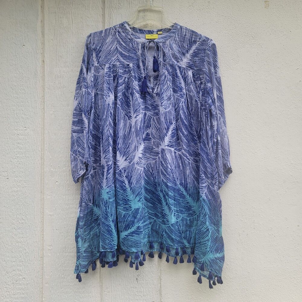 Roberta Roller Rabbit Serafina Tassled Tunic Size M Beachy Boho Coastal
